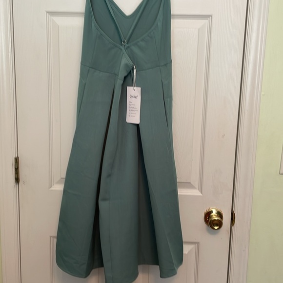 NWT Elia Cher Spaghetti Strap Teal Dress Size 4-6 Summer Sun Dress Pleated - Picture 6 of 13